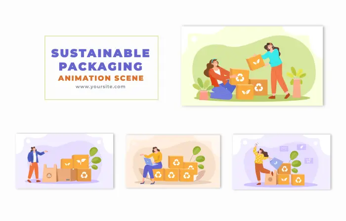 Flat Character Design Sustainable Packaging Concept Animation Scene